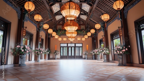 Elegant Interior of a Traditional Asian Hall