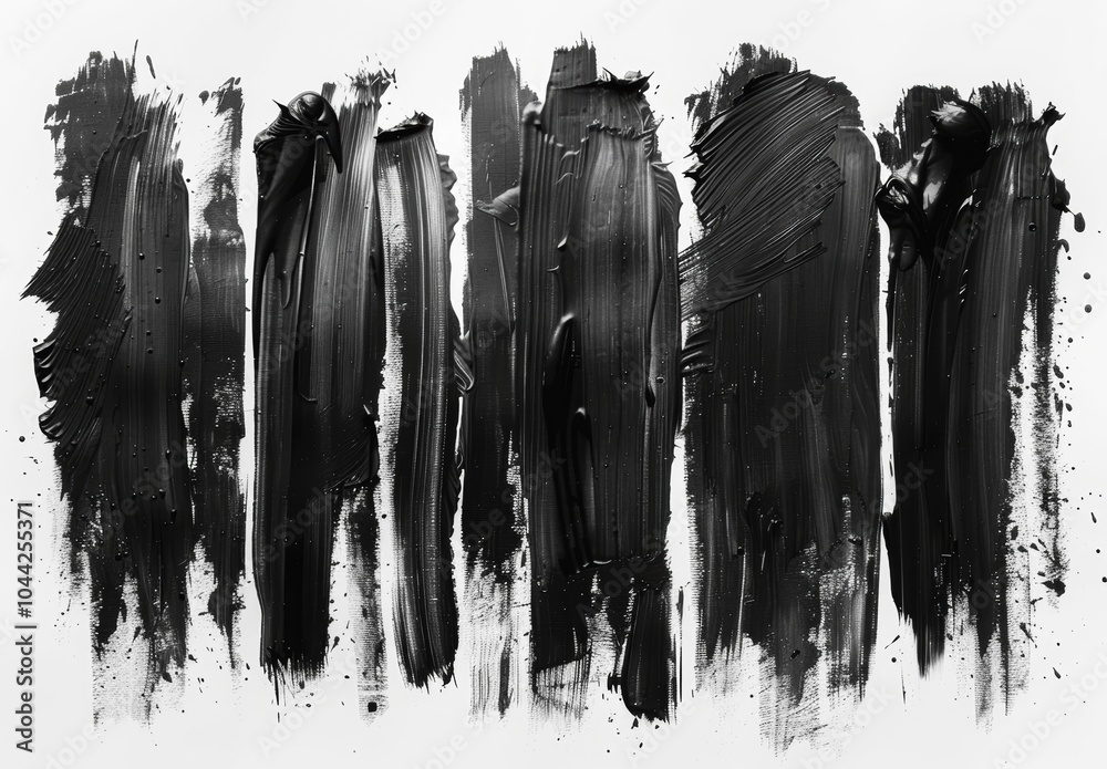 Set of Black Brush Stroke Vectors on White Background Set of Black Brush Stroke Vectors on White Background