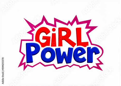 Bold "Girl Power" text in colorful comic style