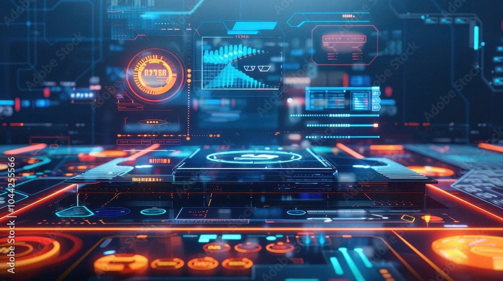 Futuristic Digital Interface with High-Tech Background Futuristic Digital Interface with High-Tech Background