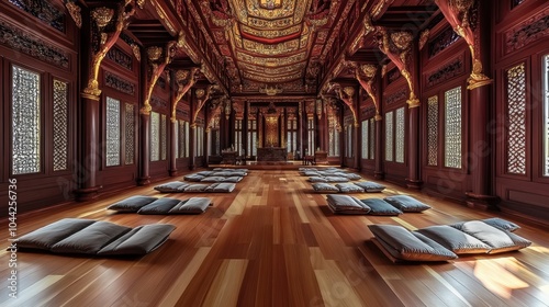 Tranquil Meditation Space in Traditional Interior Design