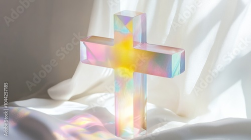 hologrpahic colored shiny holy cros. abstract style cros photo