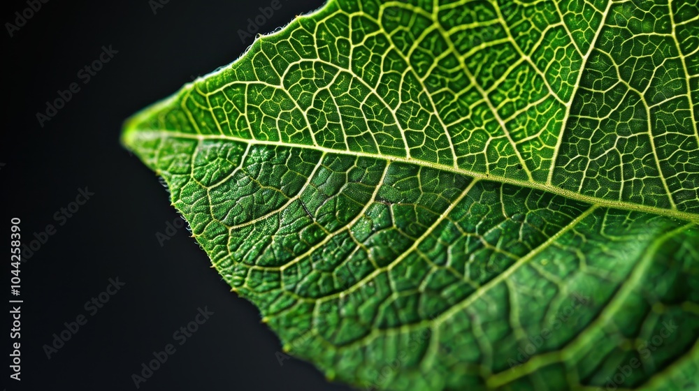 Close-up of a Textured Green Leaf with Veins Close-up of a Textured Green Leaf with Veins