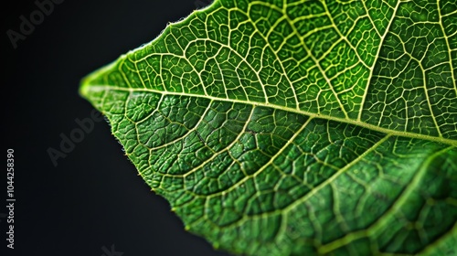 Close-up of a Textured Green Leaf with Veins