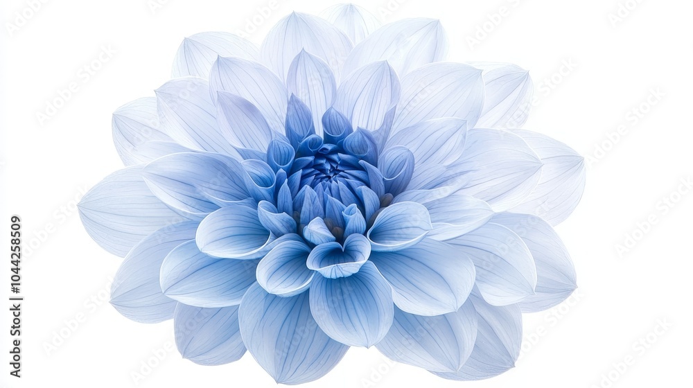Blue Dahlia flower close-up, isolated on a white background with clipping path, perfect for nature-themed advertisements, sharp and vibrant image Blue Dahlia flower close-up, isolated on a white background with clipping path, perfect for nature-themed advertisements, sharp and vibrant image