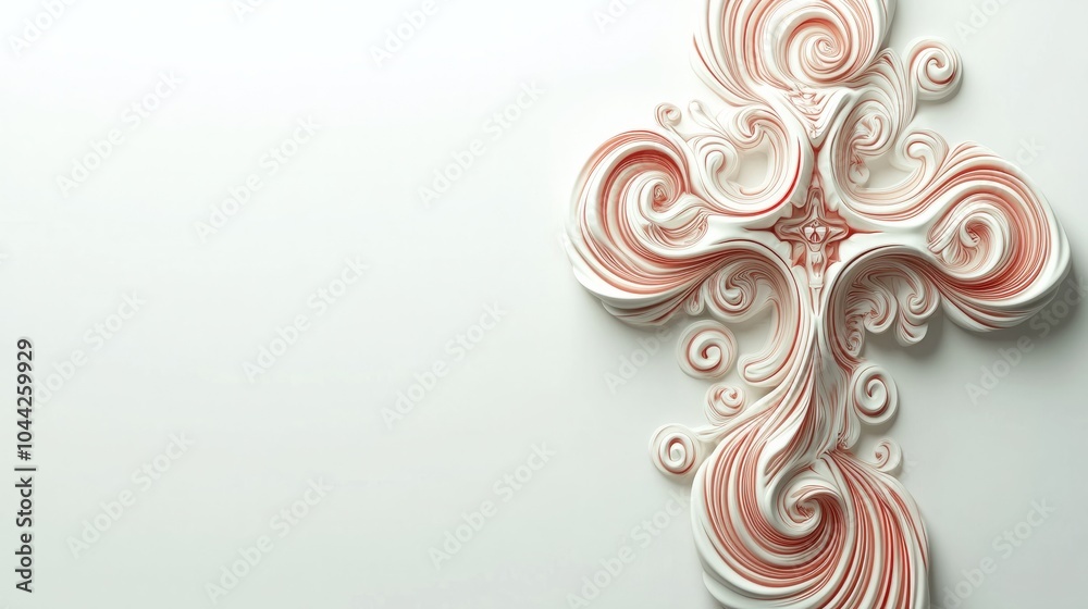 holographic colored wavy 3d holly cross illustration against white background