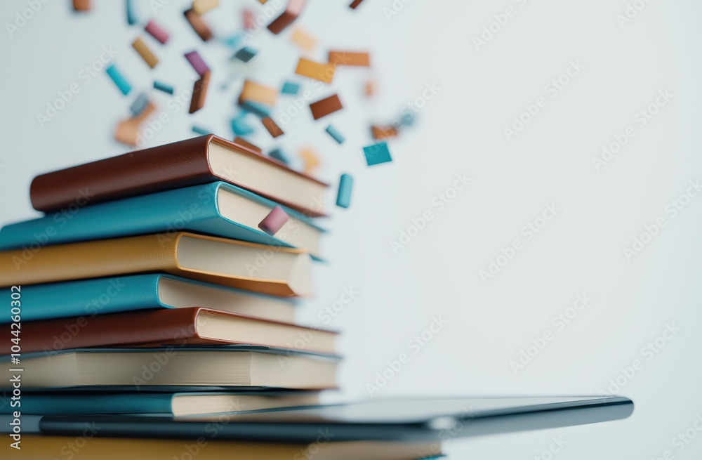 A stack of textbooks notebooks and other school supplies arranged on a desk representing the academic and educational concept of learning research and knowledge acquisition A stack of textbooks notebooks and other school supplies arranged on a desk representing the academic and educational concept of learning research and knowledge acquisition