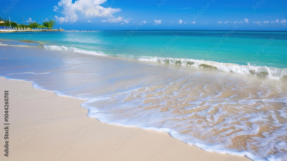 Fototapeta premium Serene Beach with Gentle Waves and Clear Water
