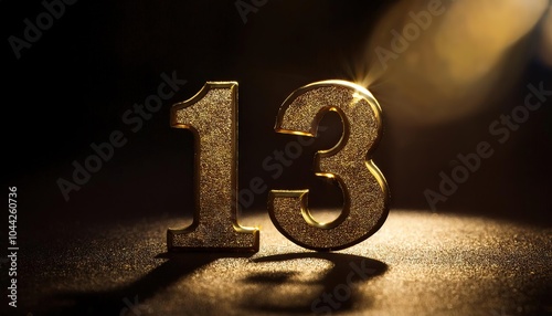 Golden Number 13 Symbolizing Luck and Mystery photo