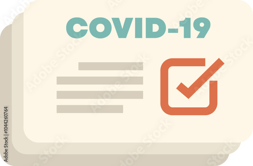 Covid 19 vaccination document icon showing immunization certificate with a check mark