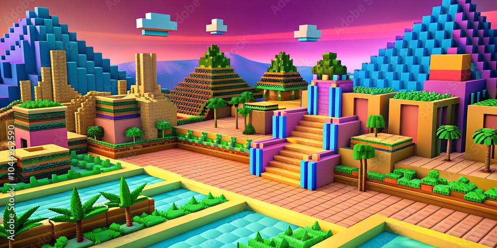 Retro style pixel art game background Retro style pixel art game background