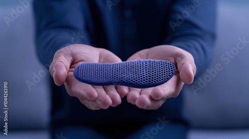 Man Examining Orthopedic Insole for Foot Health and Medical Care - Perfect for Orthopedic Concepts