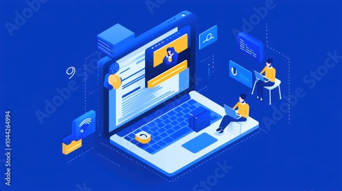 Wallpaper Mural Teacher Hosting Webinar on Laptop with Participants Torontodigital.ca