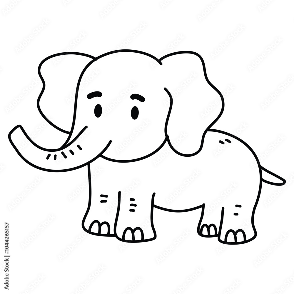 Fototapeta premium Elephant pencil drawing coloring book