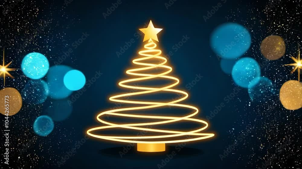 Golden Christmas Tree with Bokeh Lights on Dark Background
Golden Christmas Tree with Bokeh Lights on Dark Background