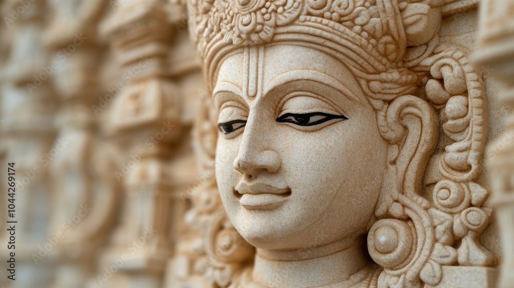 Obraz premium Ancient Temple Carving of Vishnu Detail