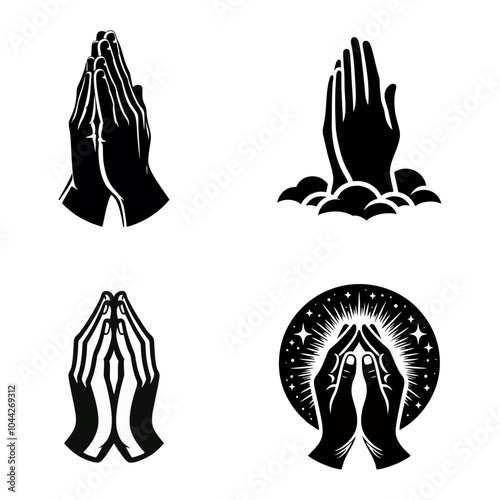 Hand praying logo icon design illustration