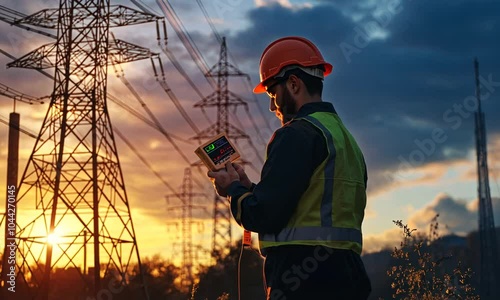 An electrical engineer inspecting a power grid installation