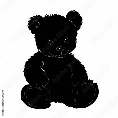 Silhouette of a teddy bear sitting.