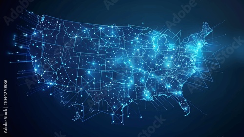 United States Digital Connectivity Map with Data Points photo