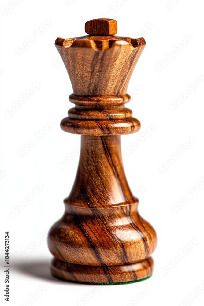 Wooden chess piece king isolated on a white background.