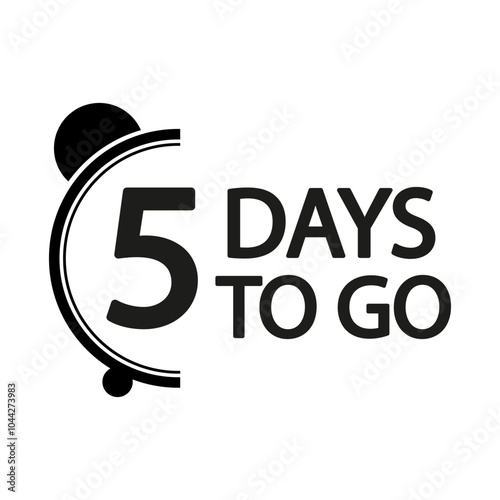 Countdown timer icon. Five days countdown. Bold number design. Minimal black style.