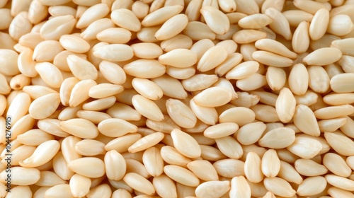 Close-up of a pile of white sesame seeds.