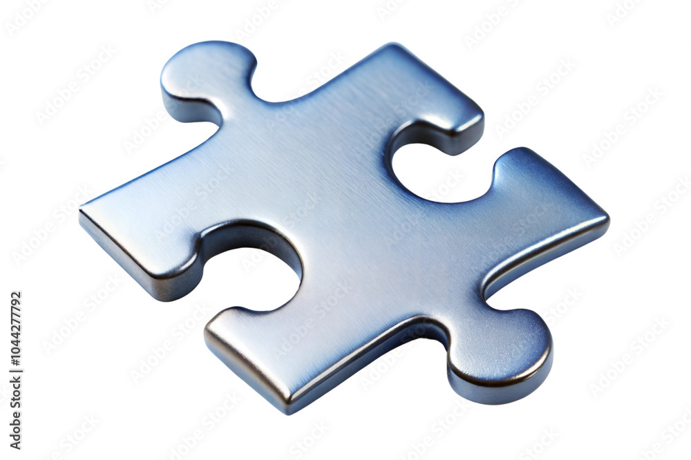 Metallic puzzle piece on a transparent or white isolated background Metallic puzzle piece on a transparent or white isolated background
