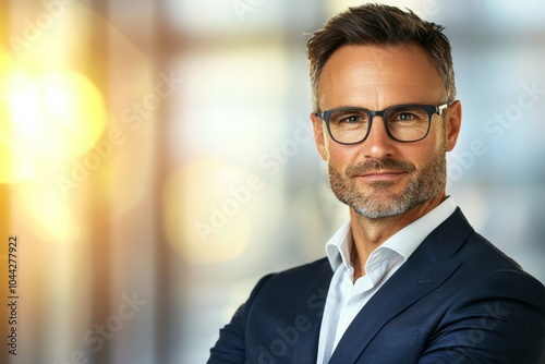 A man in a suit and glasses is smiling for the camera