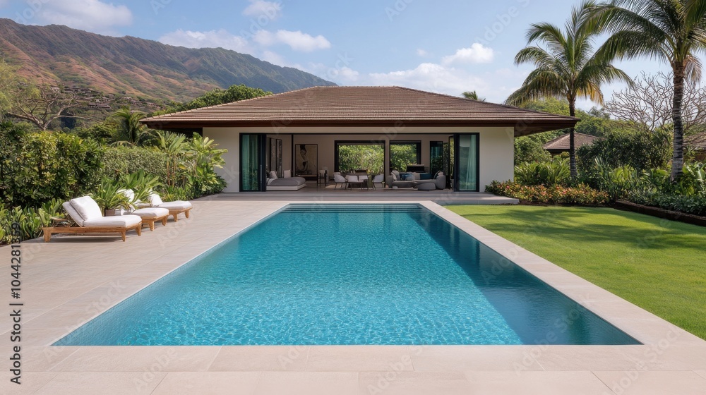 Fototapeta premium Luxury Villa with Infinity Pool in Tropical Setting
