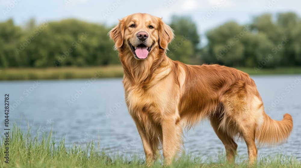 Obraz premium Happy Golden Retriever by Serene Lake