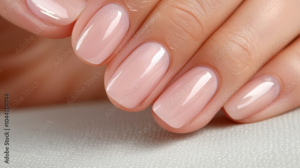 A closeup of a womans hand being pampered at a salon, as a beautician carefully shapes her nails with a file.