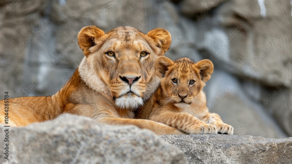 A lioness nurtures her playful cub in the wild, showcasing the beauty of animals in their natural habitat. A lioness nurtures her playful cub in the wild, showcasing the beauty of animals in their natural habitat.