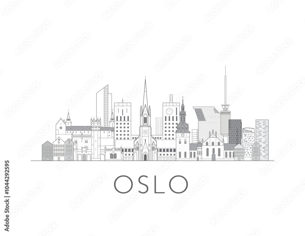 Fototapeta premium Oslo skyline cityscape vector illustration