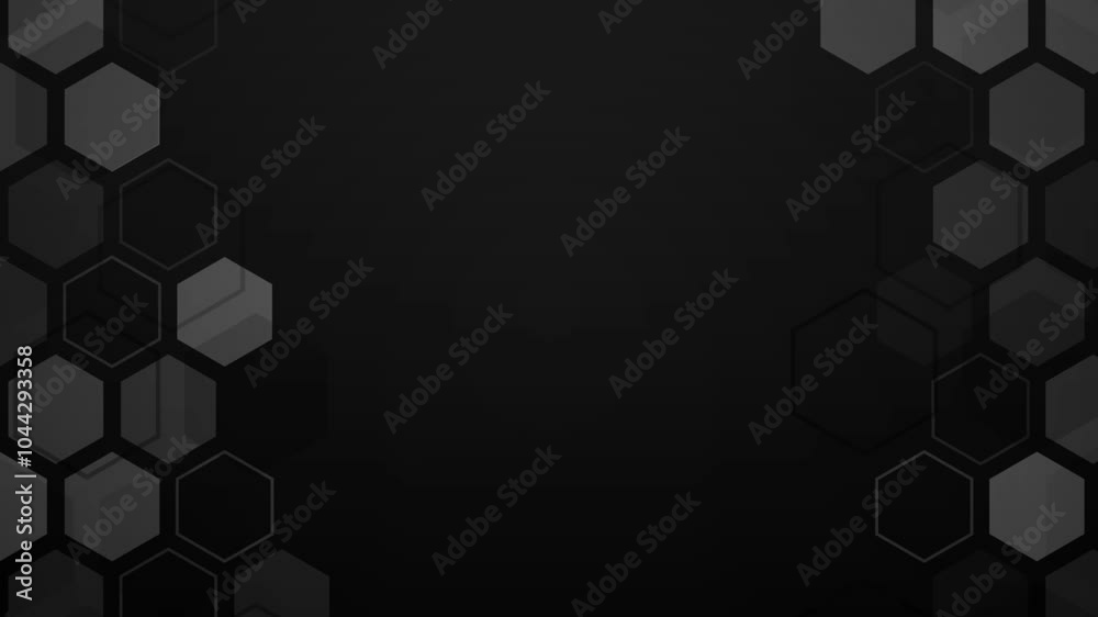 animated digital black hexagon motion background