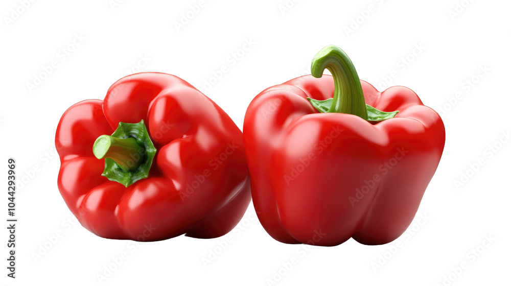 Three colorful bell peppers in red, yellow, and green isolated on a white background Three colorful bell peppers in red, yellow, and green isolated on a white background
