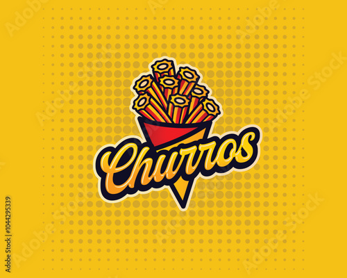 This fun and tasty churro stick logo showcases the traditional Spanish dessert in a variety of styles, perfect for use in banners, menus, posters, or food-related branding.