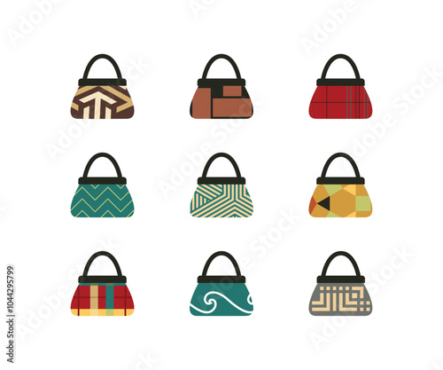 Handbag Icon Set Vector, Women Fashion Purse Collection for Web and App Design