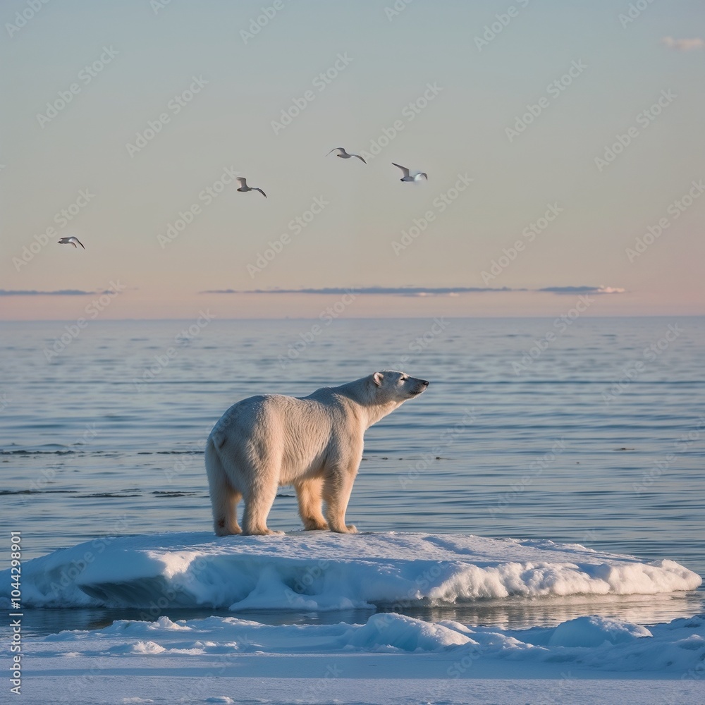 a polar bear on a large piece of white ice a polar bear on a large piece of white ice