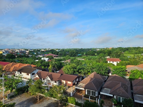 Wallpaper Mural Suburban Houses with Lush Greenery and Blue Sky Torontodigital.ca