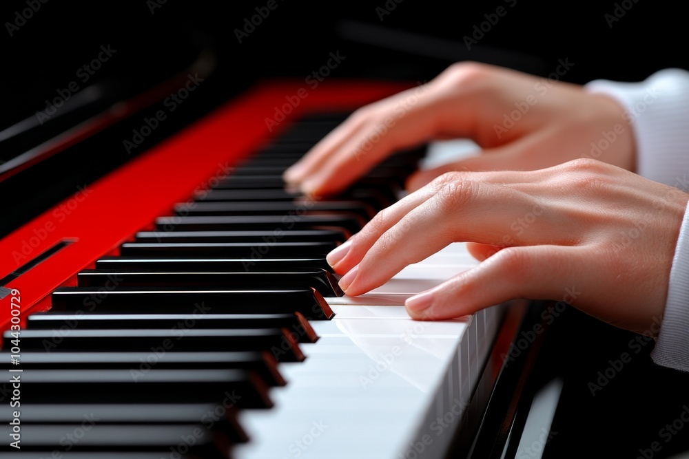 Obraz premium A musician composing on a piano, with inspiration flowing through the melody, their expression deep in focus