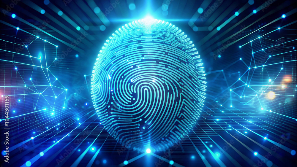 Cybersecurity in the digital age represented by a fingerprint integrated into circuitry.
The intersection of human identity and technology through a luminous blue fingerprint scan.