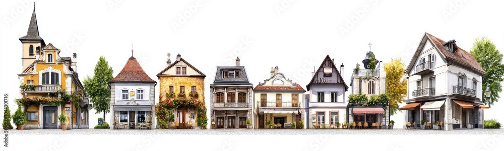 Fototapeta premium Charming European Town Square Architecture Collection