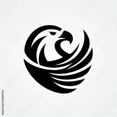Inspiration for a simple and minimalist logo or icon of an eagle in black and white. photo