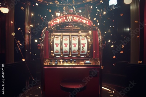 Exciting slot machine win ignites a joyful celebration among thrilled players at the casino photo