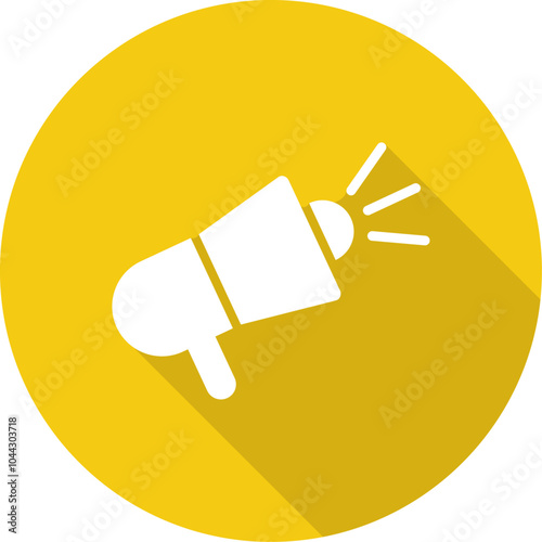 Active Megaphone Speaker Toa Yellow Circle Icon with Yellow Shadow Isolated on White Background