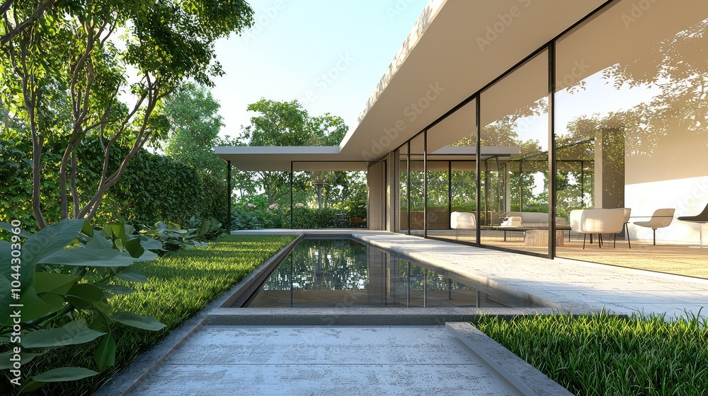 Modern Villa with Large Glass Door and Clean Lines