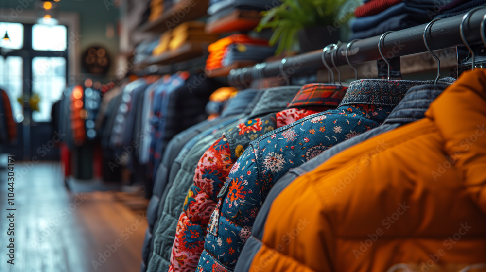 Close-Up of Fashionable Clothing in a Chic Dutch Boutique Interior Close-Up of Fashionable Clothing in a Chic Dutch Boutique Interior