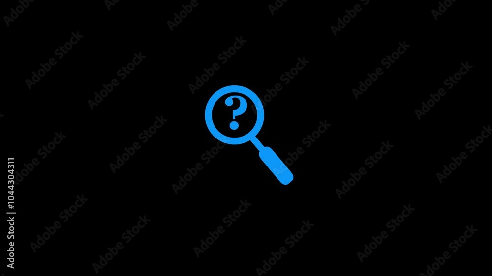 Question mark icon animation on the megnify glass video concept. Question mark icon animation on the megnify glass video concept.