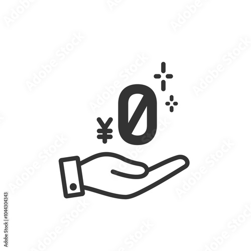 無料と手のひらのベクターアイコン2 (白黒・線画)
